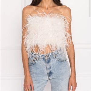Lamarque Zaina Feather Bustier Top - XS - “Bone”